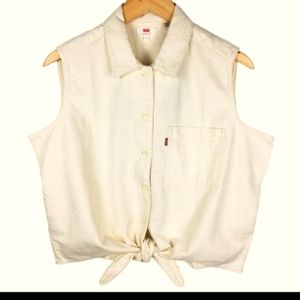 Levi's Ivory Denim Tie Waist Shirt